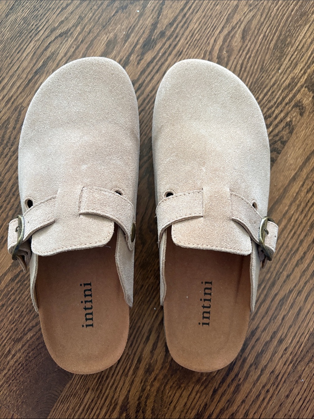 Sand Suede Clog Mules in Light Beige